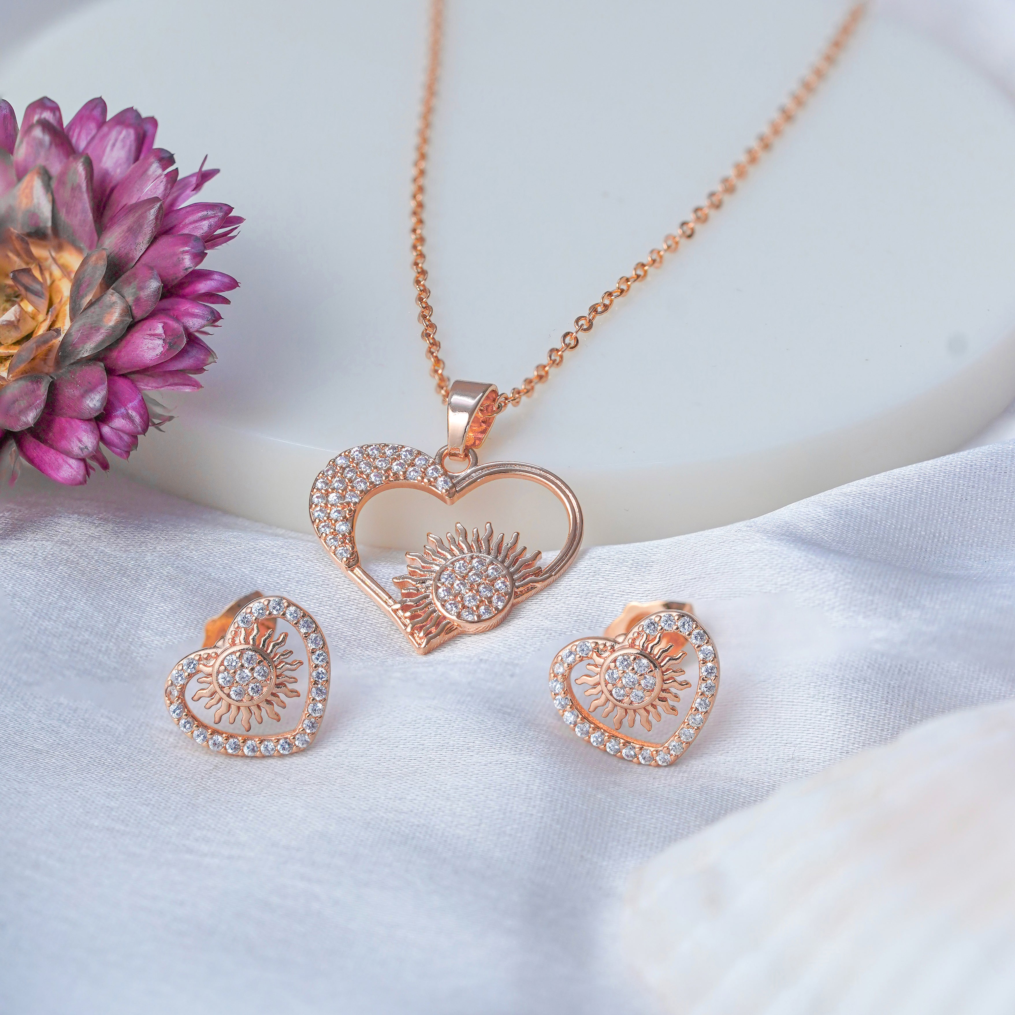 Jewelsium Rose Gold Designer Chain Pendant Set: Graceful Beauty in Every Detail