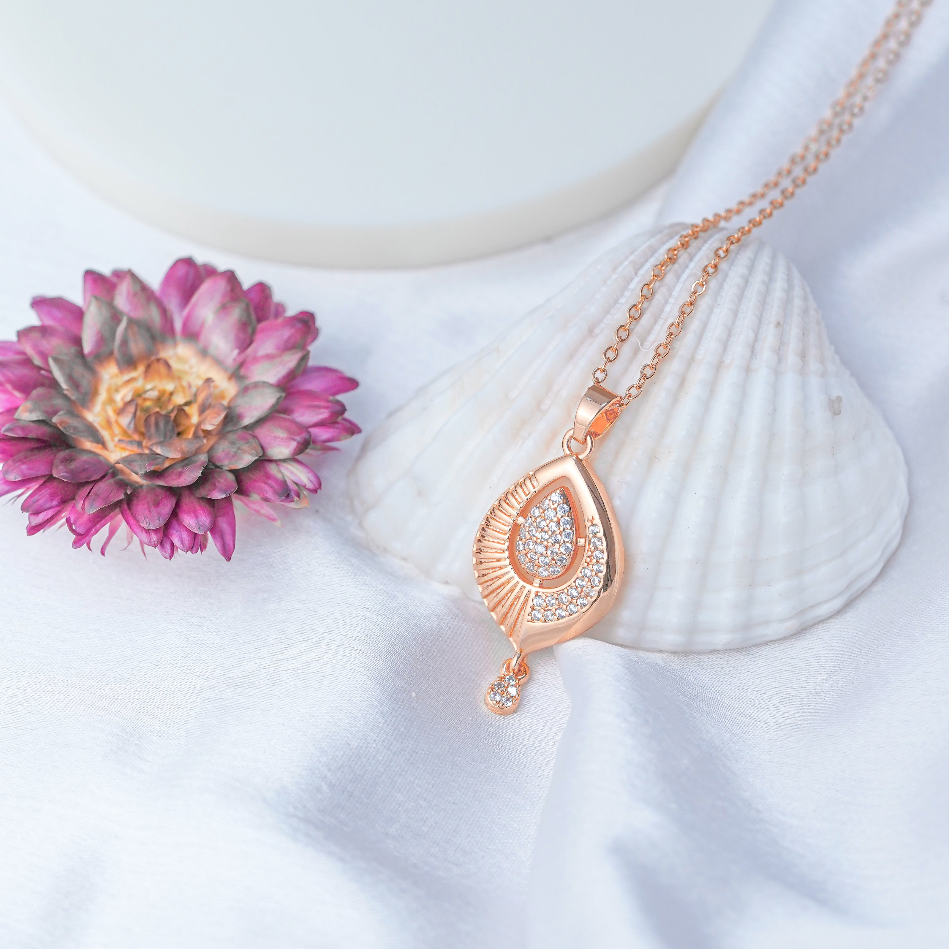 Redefined
Zarder Rose Gold Designer Chain Pendant Set: Effortless Luxury for Every Occasion