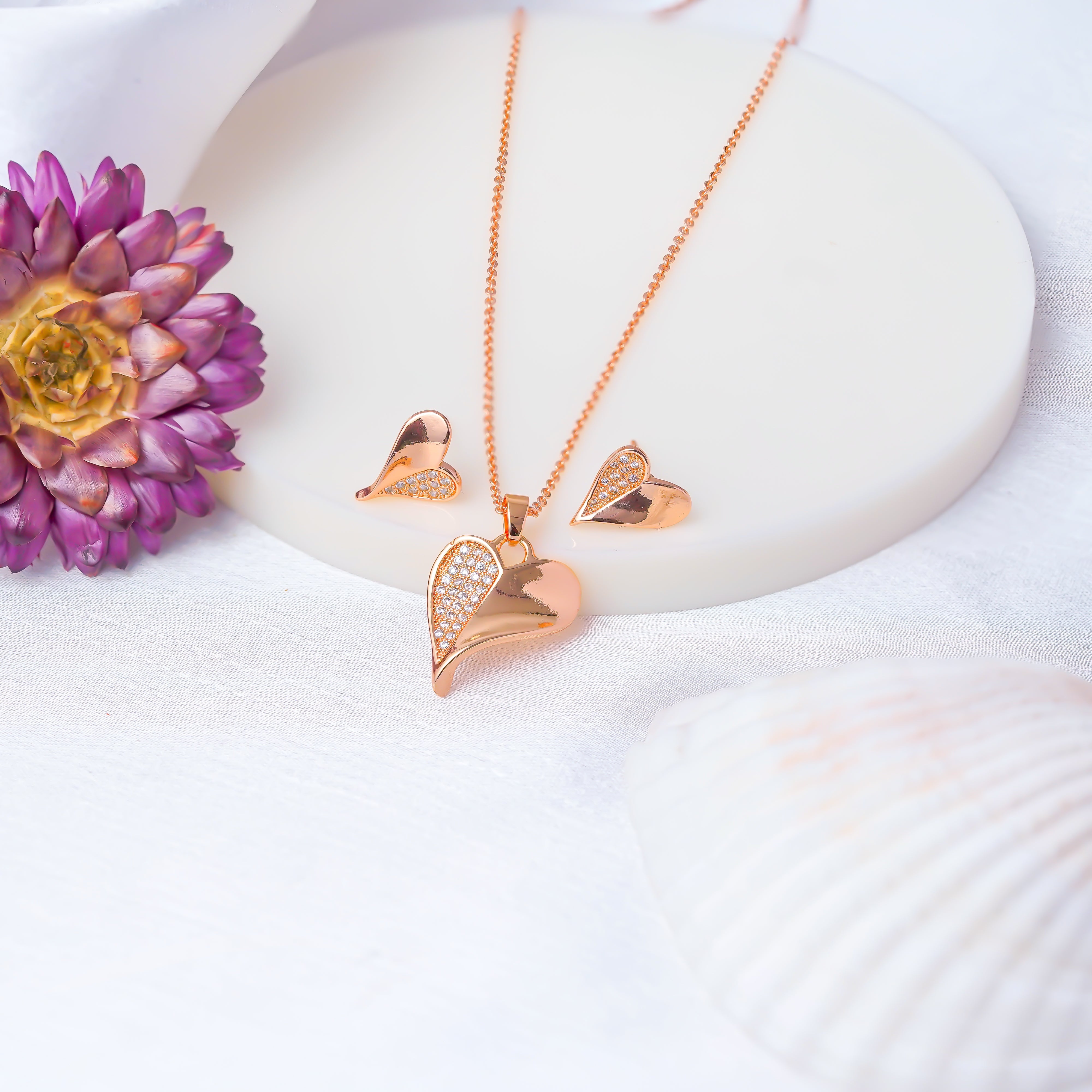 Jewelsium Rose Gold Designer Chain Pendant Set: Capture Hearts with Unmatched Elegance
