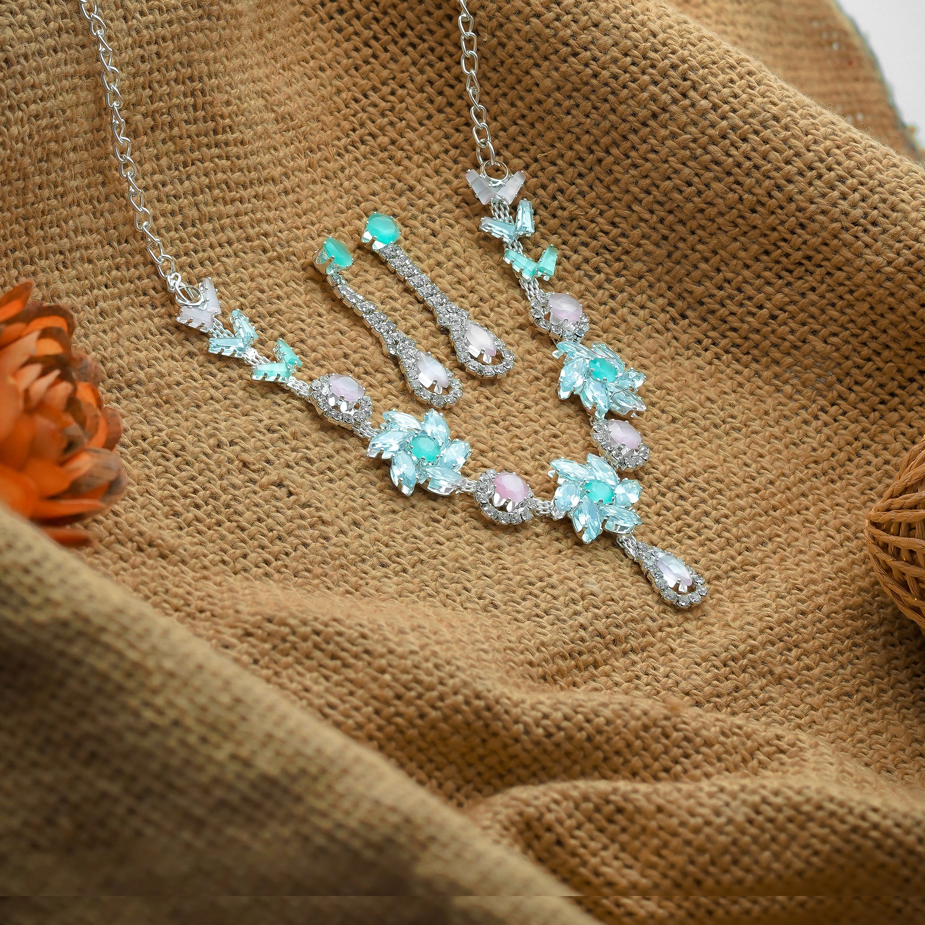 "Jewelsium Brilliance Set: American Diamond Necklace Ensemble!"
