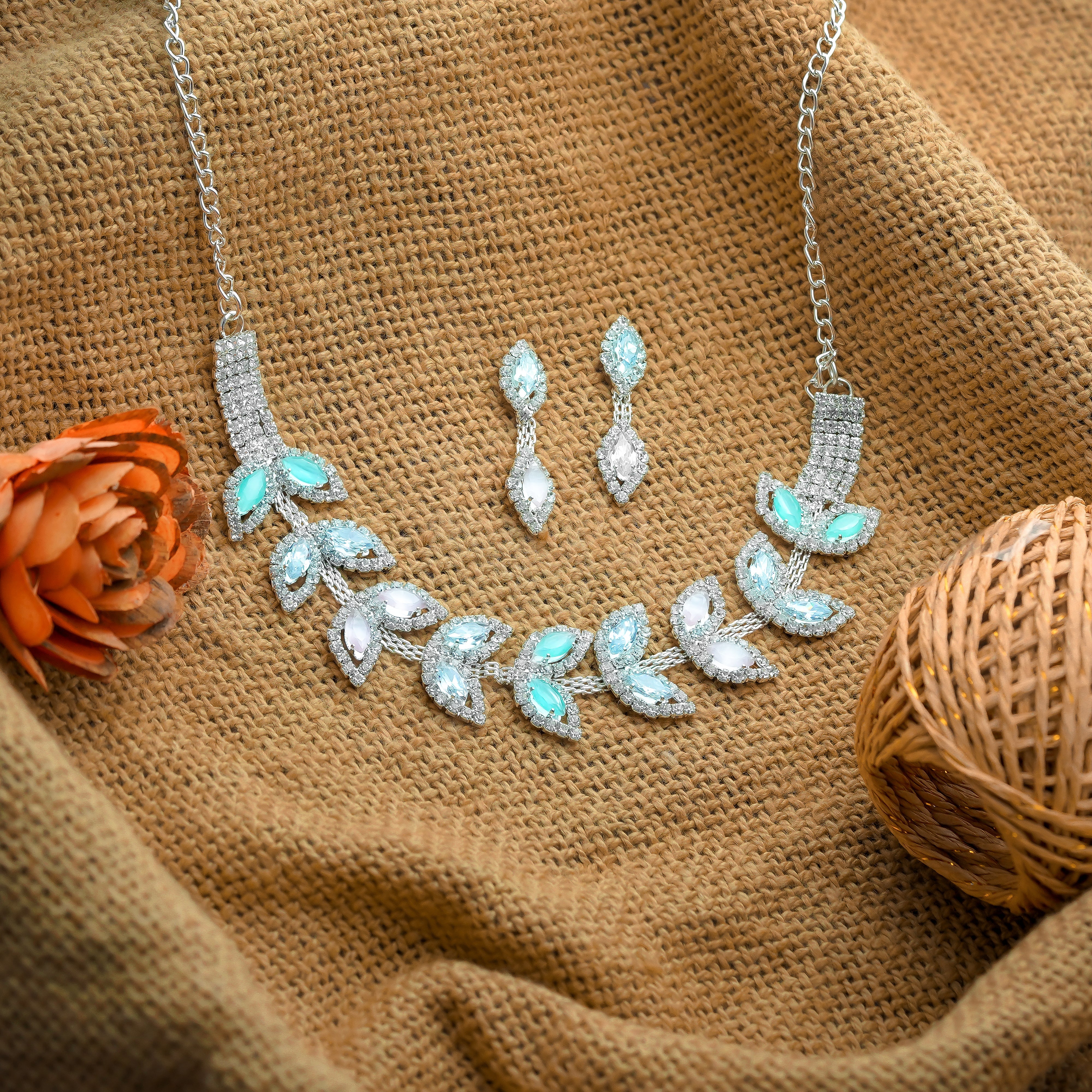 "Jewelsium Sparkle Combo: Elegant American Diamond Necklace!"