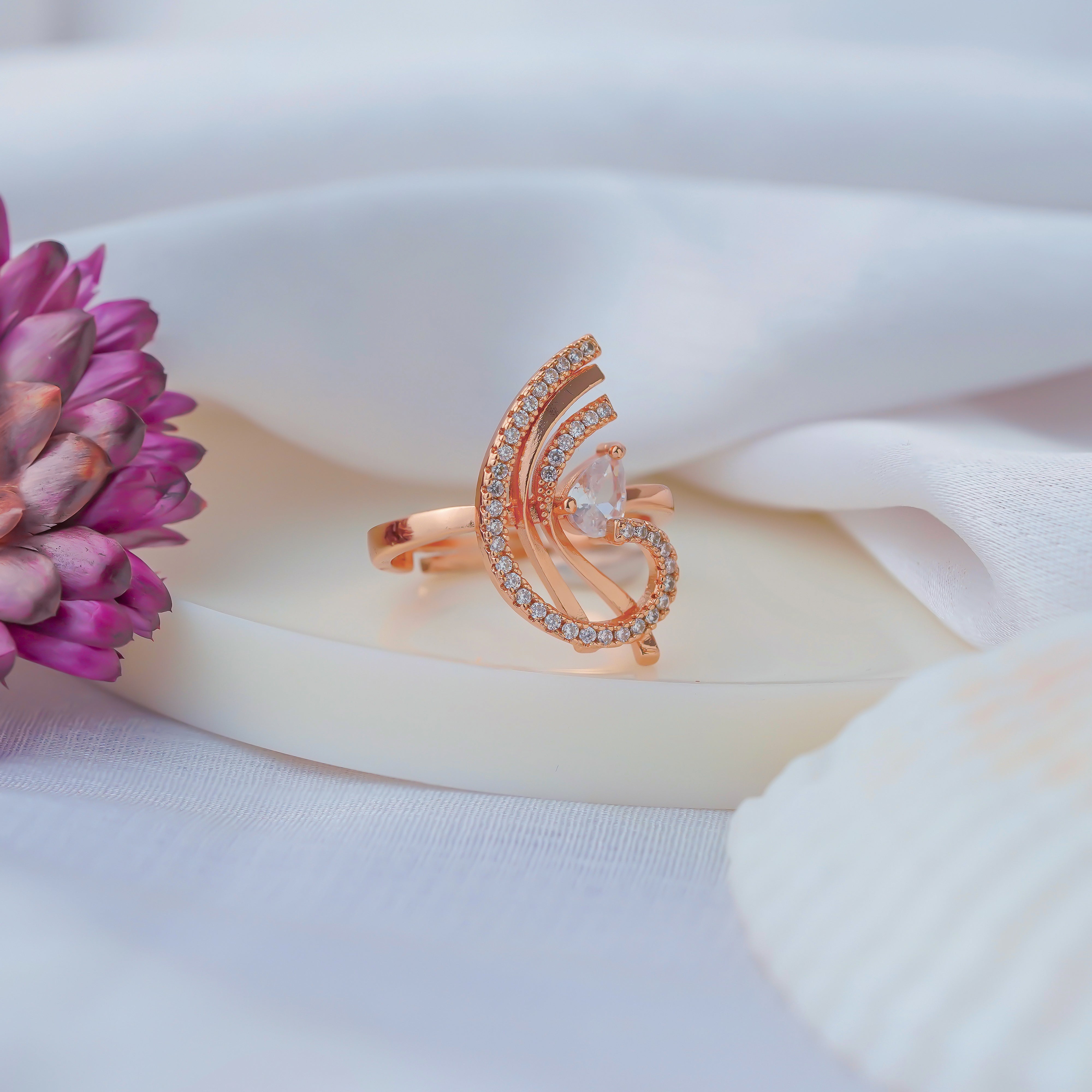 Contemporary Charm: Handmade Rose Gold Artificial Ring