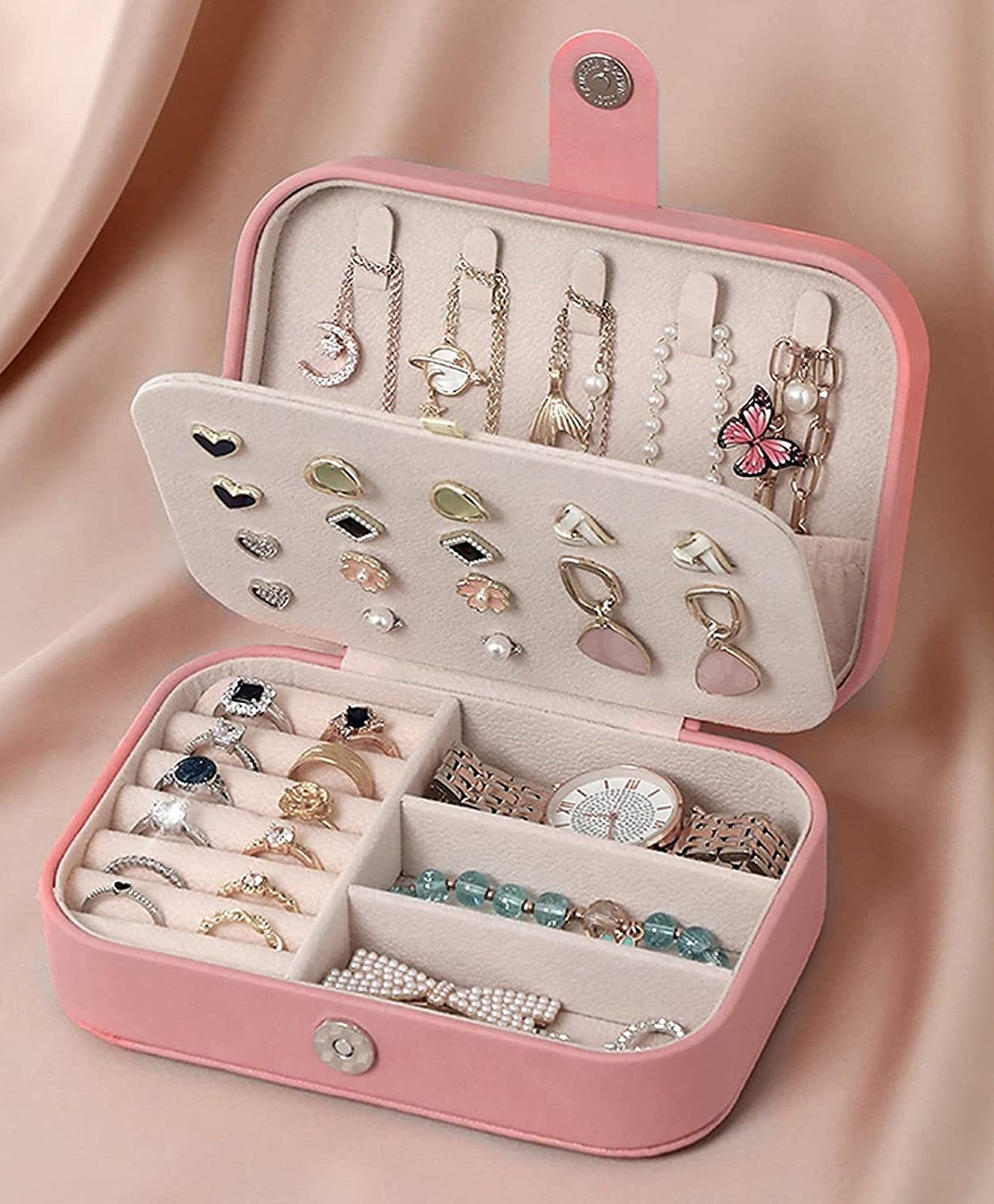 Jewelsium - Jewellery Organiser PU Leather Zipper Portable Storage Box ( Only Box )