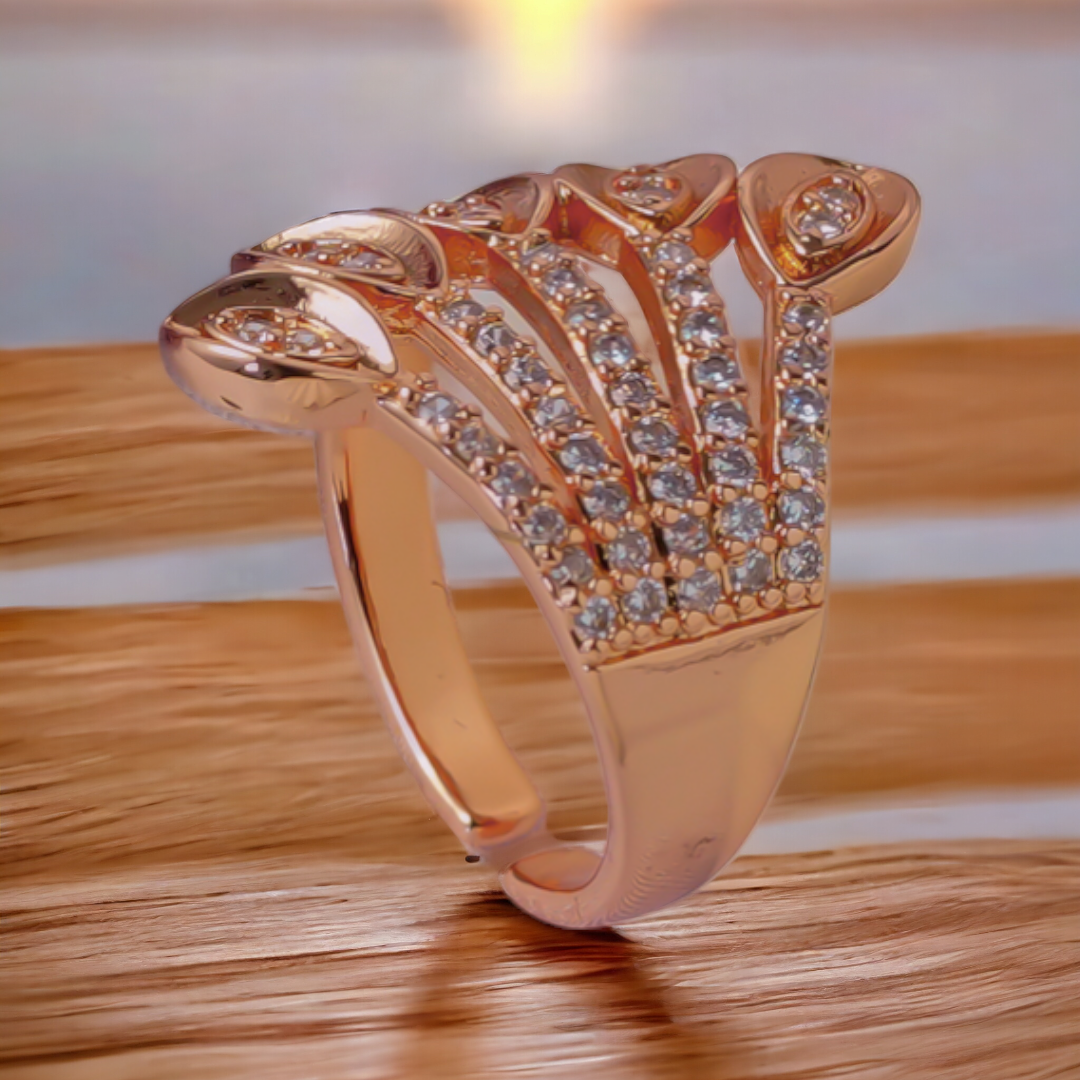 Sculpted Elegance: Artificial Rose Gold Ring